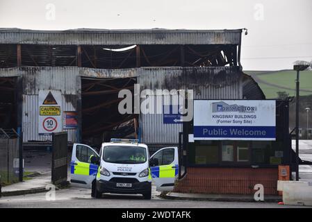 Ex stabilimento Sony Fire, Bridgend Industrial Estate, Galles del Sud Foto Stock