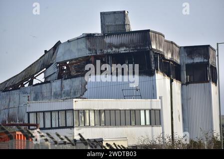 Ex stabilimento Sony Fire, Bridgend Industrial Estate, Galles del Sud Foto Stock