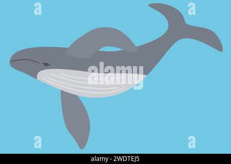 Nuotate sott'acqua, cartellone o carta per la giornata Mondiale delle balene, concetto ecologico per fermare l'inquinamento oceanico e dire no alla plastica, illustrazione vettoriale Illustrazione Vettoriale