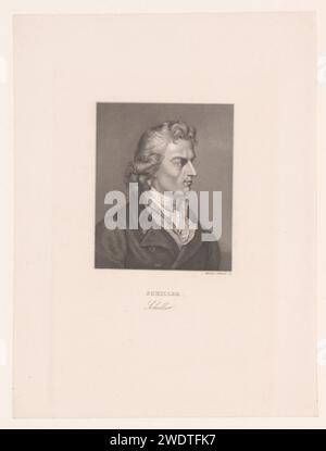 Ritratto van Friedrich von Schiller, Adrian Schleich, 1822 - 1894 carta stampata incisione in acciaio ritratto di uno scrittore. persone storiche Foto Stock