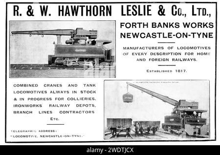 Spot vintage per locomotive a vapore Hawthorn Leslie & Co Crane Foto Stock