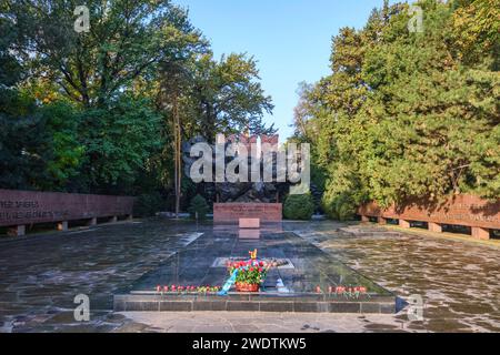 Una vista del centro, sezione principale del memoriale, utilizzando il tema della battaglia di Mosca con la scultura a forma di Unione Sovietica. Con un Foto Stock