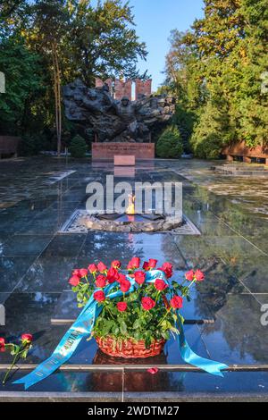 Una vista del centro, sezione principale del memoriale, utilizzando il tema della battaglia di Mosca con la scultura a forma di Unione Sovietica. Con un Foto Stock