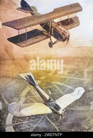 Luftkämpfe an der Westfront, 1. Weltkrieg, Historisch, digital restaurierte Reproduktion von einer Vorlage aus dem 19. Jahrhundert, data record non indicata Foto Stock