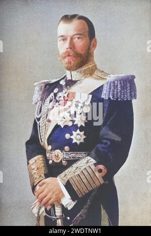 Der Zar Nikolaus II Von Russland 1868-1918, Historisch, digital restaurierte Reproduktion von einer Vorlage aus dem 19. Jahrhundert, data record non indicata Foto Stock