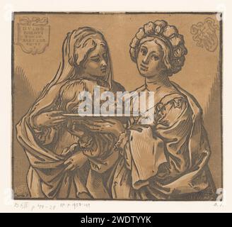 Erodia e Salomè con la testa di Giovanni Battista, Bartolommeo Coriolano, dopo Guido reni, 1631 stampa la carta italiana Salomè dà la testa di Giovanni Battista a sua madre Foto Stock