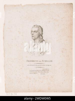 Ritratto van Friedrich von Schiller, Johann Christian Ernst Müller, 1805 - 1824 scrittore di carta stampata, poeta, autore Foto Stock