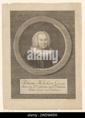 Ritratto van Johann Melchior II Goeze, Johann Michael Stock, stampa del 1768 Germania incisione di persone storiche Foto Stock