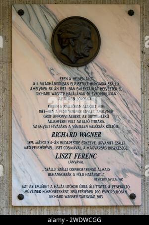 Targa commemorativa in onore di Richard Wagner e Liszt Ferenc (Franz Liszt) Budapest, Ungheria Foto Stock