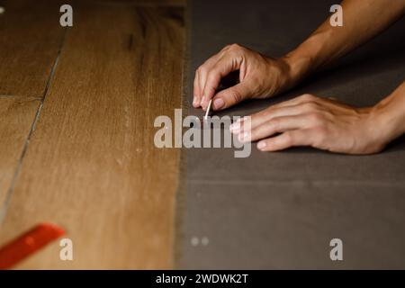 righello per lancette di marcatura in tessuto sarta. Foto di alta qualità Foto Stock