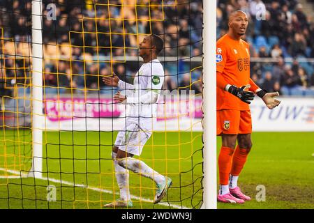 Arnhem - Igor Paixao di Feyenoord, Eloy Room di Vitesse durante l'Eredivisie match tra Vitesse e Feyenoord a Gelredome il 21 gennaio 2024 ad Arnhem, nei Paesi Bassi. (Immagini da scatola a scatola/Tom Bode) Foto Stock