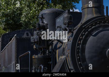 Vecchio treno, locomotiva a carbone, storica locomotiva a vapore Foto Stock