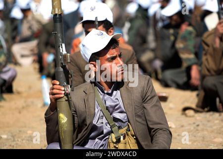 Sanaa, Sanaa, Yemen. 22 Gennaio 2024. I Sostenitori Tribali Degli ...