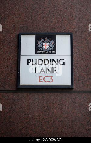 Pudding Lane, EC3, Londra, Inghilterra, Regno Unito Foto Stock