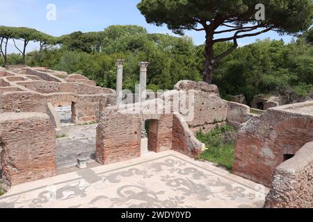 Antica scena murale in piastrelle romane Foto Stock