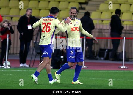 Monaco, Francia. 22 gennaio 2024. © PHOTOPQR/NICE MATIN/Jean Francois Ottonello ; Monaco ; 22/01/2024 ; FIGHT AIDS CUP - 4eme Edition de la Fight AIDS Cup entre les Barbagiuans de Monaco et Cirque FC au stade Louis II - Djorkaeff 4a edizione della Fight AIDS Cup a Monaco il 22 gennaio 2024 crediti: MAXPPP/Alamy Live News Foto Stock