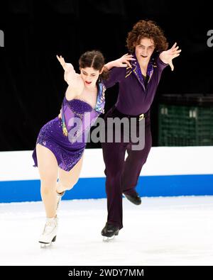 Columbus, Ohio, Stati Uniti. 22 gennaio 2024. Jenna Hauer e Benjamin Starr provano la loro routine agli US Figure Skating Championships. Crediti: Brent Clark/Alamy Live News Foto Stock