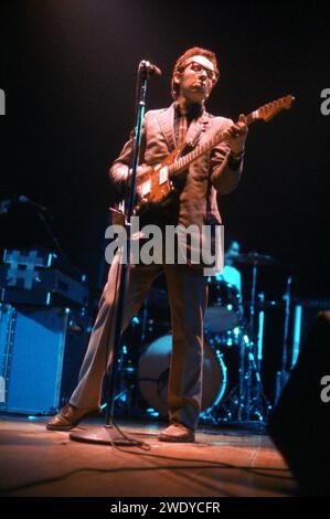 Elvis Costello in concerto nel 1979 crediti: MpiRR / MediaPunch Foto Stock