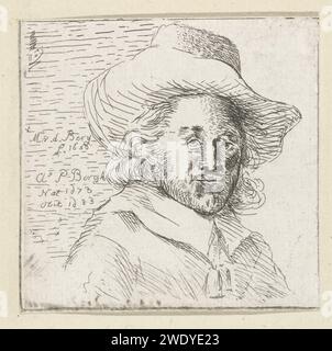 Ritratto di un uomo con cappello, Cornelis Ploos van Amstel, dopo Nicolaes Pietersz Berchem, 1738 stampa Amsterdam carta incisione testa-Gear: Cappello (+ abiti da uomo) Foto Stock