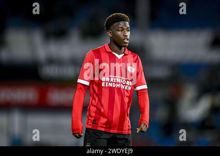 Doetinchem, Nederland. 22 gennaio 2024. DOETINCHEM, 22-01-2024, Stadium De Vijverberg, calcio, Eredivisie olandese, stagione 2023/2024, partita tra De Graafschap e Jong PSV. Isaac Babadi, giocatore di Jong PSV Credit: Pro Shots/Alamy Live News Foto Stock