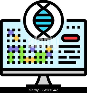 illustrazione vettoriale dell'icona a colori della crittografia bioinformatica Illustrazione Vettoriale