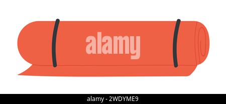 Tappetino per fitness. Accessori per la perdita di peso, pratica sportiva, illustrazione vettoriale per attività yoga Illustrazione Vettoriale