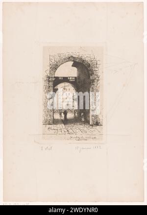 Veduta di Piazza dei signori, Maria van Hohenzollern-Sigmaringen (contessa delle Fiandre), INCISIONE su carta stampata del 1882 / via ROUCH. Piazza dei signori Foto Stock