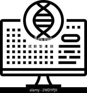 illustrazione vettoriale dell'icona della linea di crittografia bioinformatica Illustrazione Vettoriale