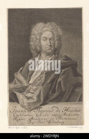 Ritratto van Johann Heinrich von Heucher, Martin Bernigeroth (possibilmente), 1729 - 1733 stampa Leipzig paper Engraving Historical Persons Foto Stock