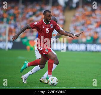 Punti salienti della partita tra la Côte d'Avorio e la Guinea Equatoriale alla Coppa d'Africa 2023. Foto Stock