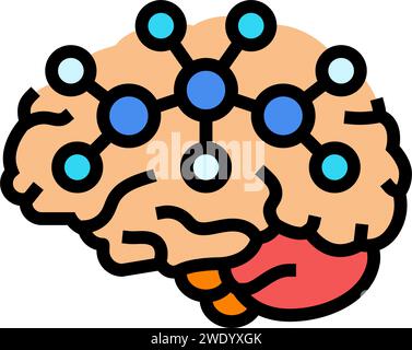 illustrazione vettoriale icona a colori neurochimica neuroscienza neurologia Illustrazione Vettoriale