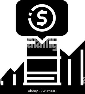 illustrazione vettoriale dell'icona glifo del settore del prezzo del petrolio Illustrazione Vettoriale