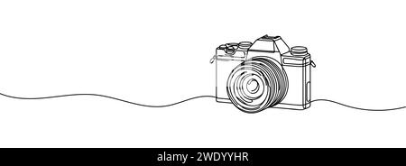 Un disegno a linea continua di una videocamera. Illustrazione Vettoriale