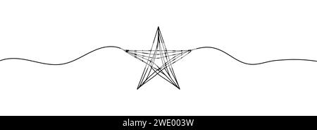 disegna stella a mano in uno stile a linea continua. Illustrazione Vettoriale