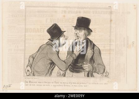 Deceiver ruba un orologio da un uomo, Honoré Daumier, 1841 carte parigine che stampano caricature (tipi umani). PickPocket Paris Foto Stock