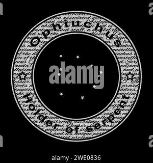 Ophiuchus Star Constellation, su sfondo nero, Serpentarius, Serpent Bearer Foto Stock