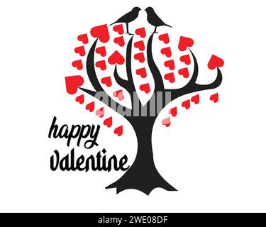 T-shirt da giorno happy Valentines con Love Bird Vector Illustrazione Vettoriale