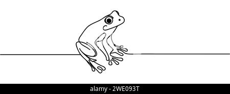 la rana viene tracciata come una linea continua Illustrazione Vettoriale
