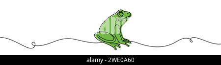 the frog is drawn as a continuous one line Illustrazione Vettoriale