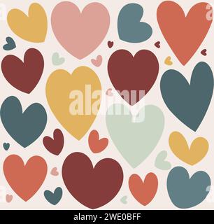 Cuori colorati motivo vettoriale per sfondo. Illustrazione Vettoriale