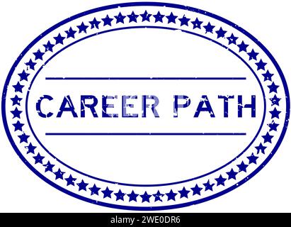 Grunge Blue career path Word ovale timbro di gomma su sfondo bianco Illustrazione Vettoriale