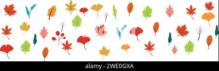 Elementi autunnali decorano . Disegno di illustrazione vettoriale isolato del bordo del banner di sfondo Illustrazione Vettoriale