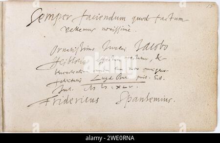 Album amicorum Jacob Heyblocq KB131H26 - p015 - Friedrich Spanheim - iscrizione. Foto Stock