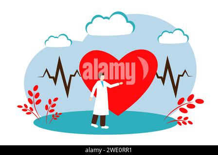 Cardiologia. Medicina. Polso. Cardiologo. Cardiogramma Illustrazione Vettoriale