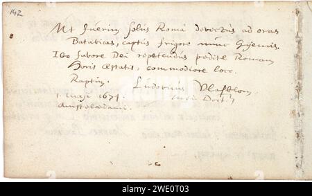 Album amicorum Jacob Heyblocq KB131H26 - p142 - Ludovicus Vlasblom - poesia. Foto Stock