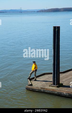 Dock sul Columbia River, Steamboat sbarco Park, Camas, Washington Foto Stock