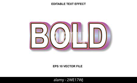Effetto testo modificabile stile 3d in grassetto. Illustrazione vettoriale. Illustrazione Vettoriale