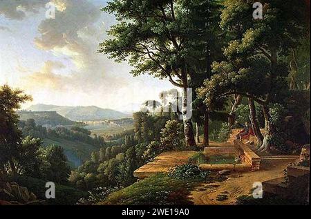 Alexandre Hyacinthe Dunouy - Jean-Jacques Rousseau meditando nel parco di Rochecardon. Foto Stock