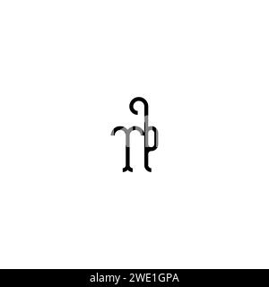 Design del logo iniziale TP Simple Curved Concept sfondo bianco e nero Illustrazione Vettoriale