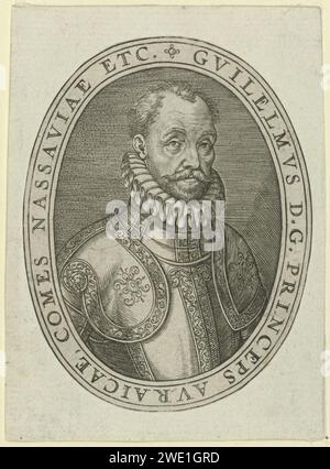 Ritratto di Guglielmo i, Principe d'Orange, Hieronymus Wierix, c. 1581 stampa Ritratto di Guglielmo i in un ovale con bordo. Incisione in carta Anversa Foto Stock